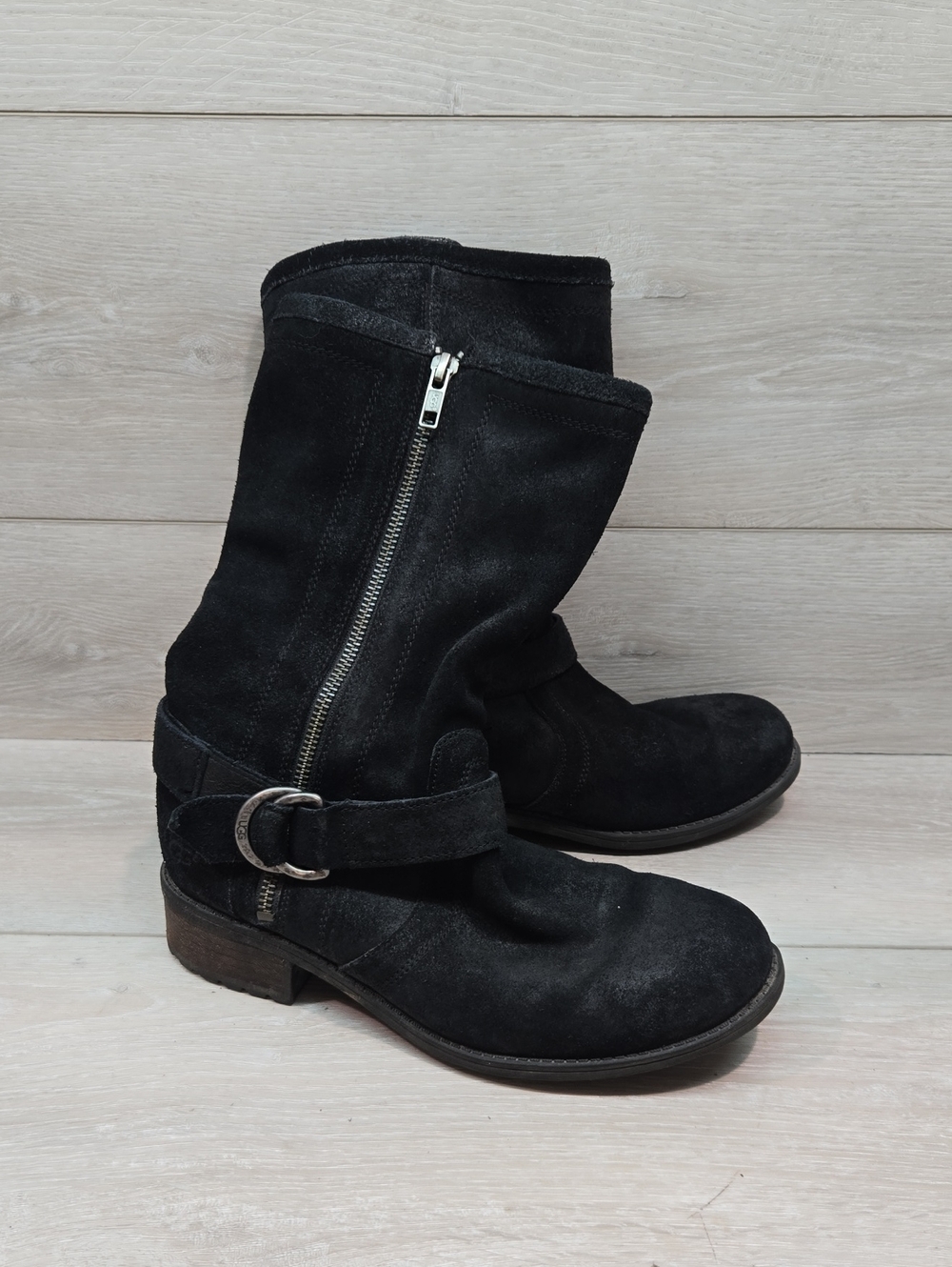 Ugg Australia Women Suede Moto Buckle Boots Shoes Sz 8